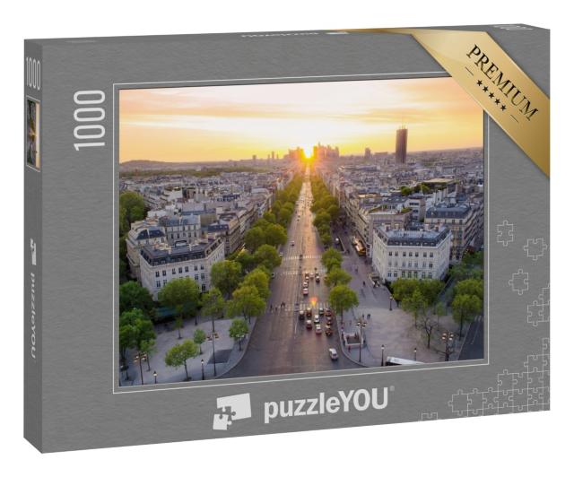 Puzzle 1000 Teile „Perfekter Blick auf den Sonnenuntergang an der Champs Élysées, Paris, Frankreich“