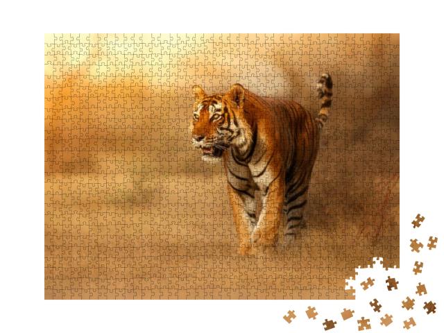 Puzzle 1000 Teile „Tiger in seinem natürlichen Lebensraum in Indien“