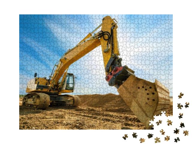 Puzzle 1000 Teile „Großer Bagger auf neuer Baustelle “