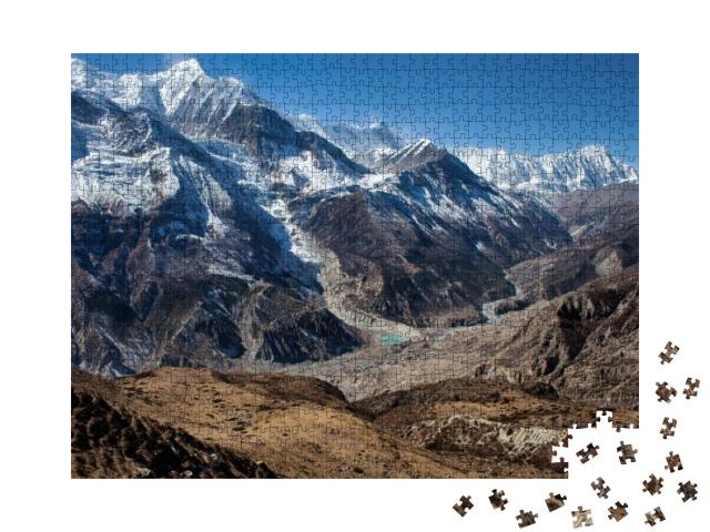 Puzzle 1000 Teile „Annapurna-Rundweg, Weg zum Eissee“