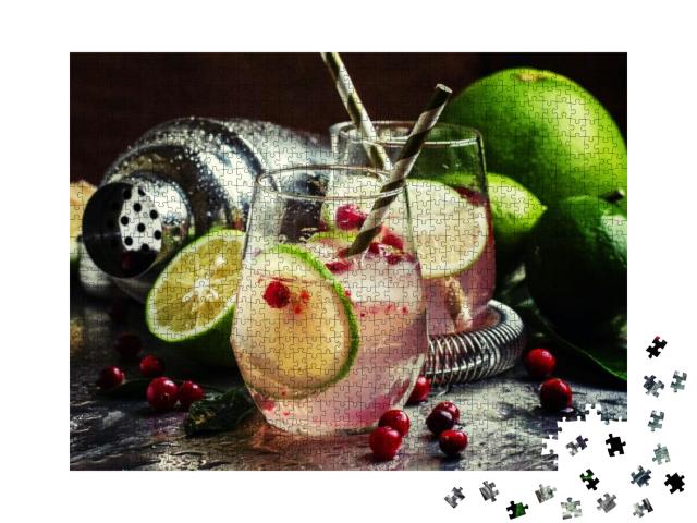 Puzzle 1000 Teile „Cranberry-Cocktail mit Limette und Eis“