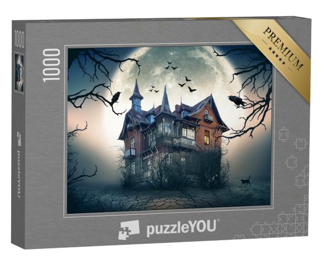 Puzzle 1000 Teile „Spukhaus im Vollmond“