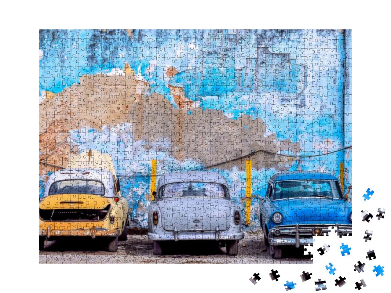 Puzzle 1000 Teile „Alte Autos auf Kuba“