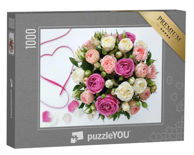 Puzzle 1000 Teile „Ein Rosenstrauß zum Geburtstag“