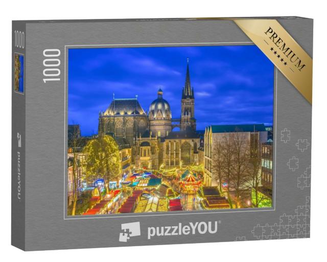 Puzzle 1000 Teile „Weihnachtsmarkt vor dem Aachener Dom, Deutschland“