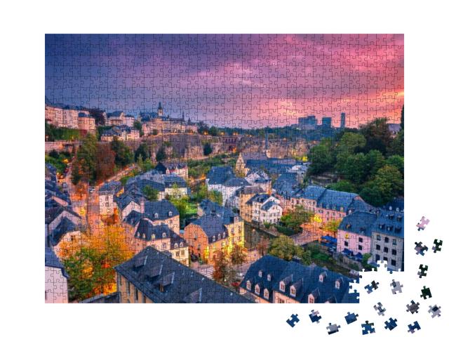 Puzzle 1000 Teile „Luxemburg Stadt im Sonnenaufgang“