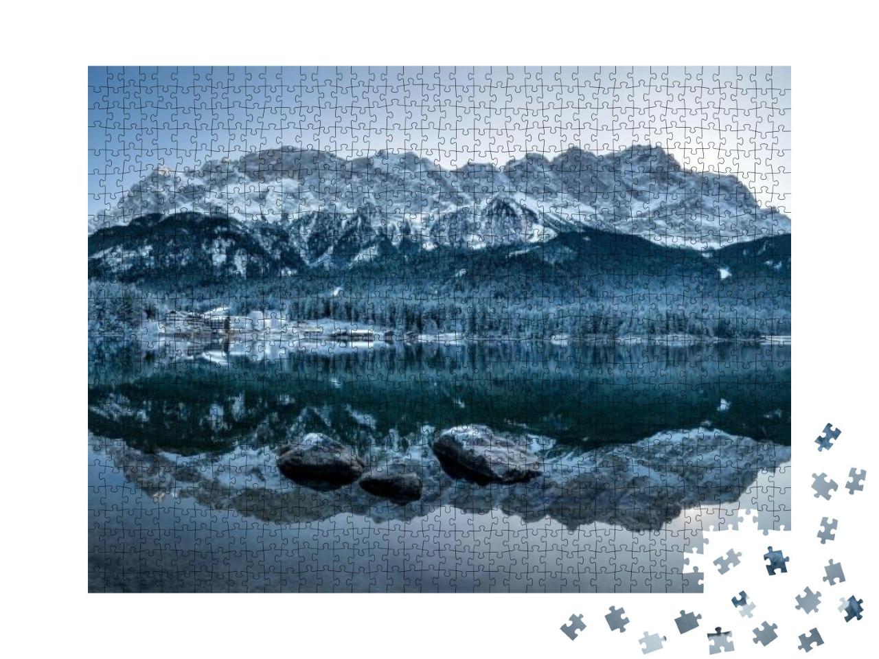 Puzzle 1000 Teile „Zugspitze Spiegelung im Eibsee, Winter“