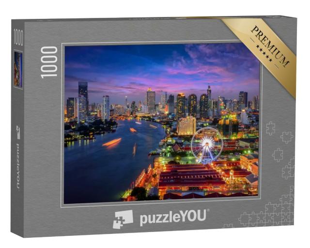 Puzzle 1000 Teile „Stadtbild von Bangkok am Abend“