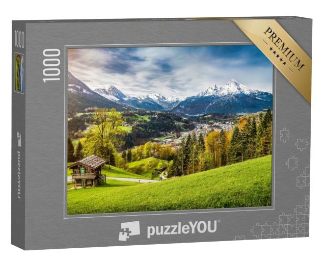 Puzzle 1000 Teile „Panoramablick auf das Watzmann-Massiv, Bayern, Deutschland“