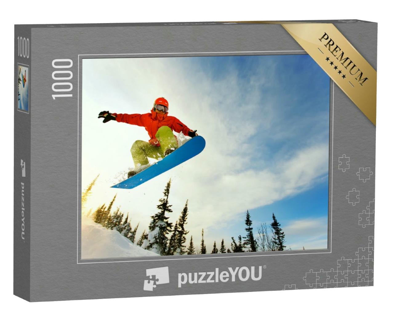 Puzzle 1000 Teile „Snowboarder beim Sprung“