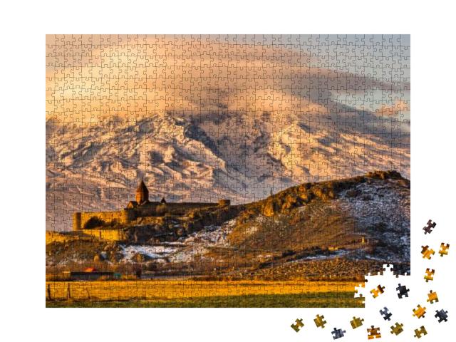 Puzzle 1000 Teile „Panoramablick auf den Berg Ararat mit dem Kloster Khor Virap, Armenien. “