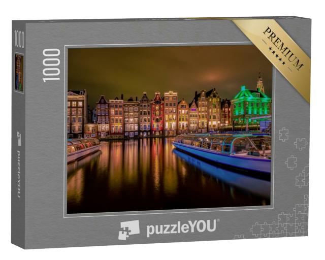 Puzzle 1000 Teile „Amsterdamer Häuser im Abendlicht, Niederlande“