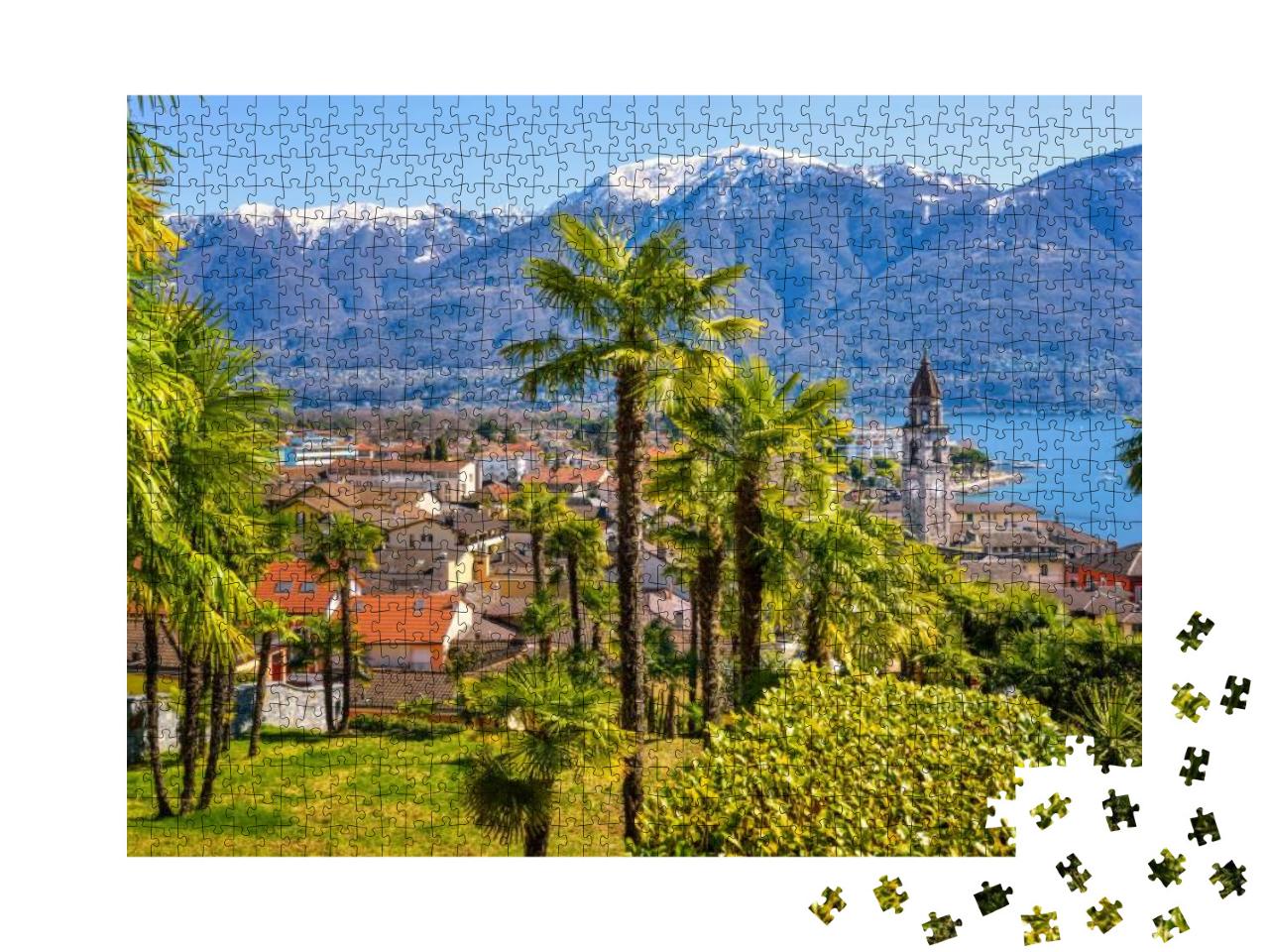 Puzzle 1000 Teile „Palmen und Schneegipfel“
