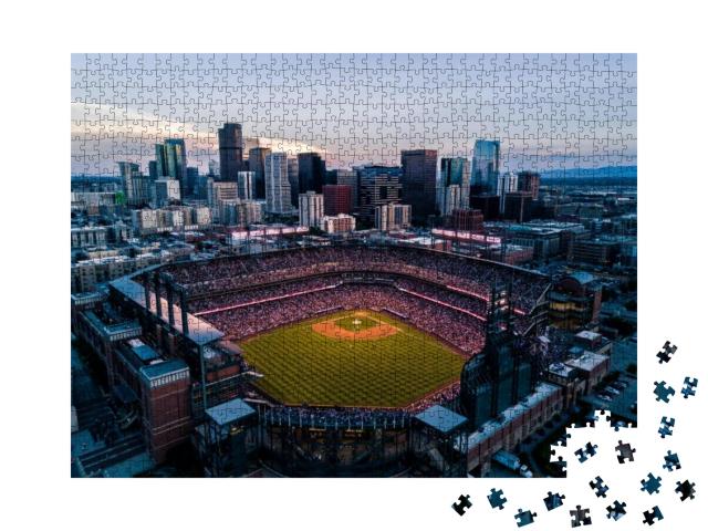Puzzle 1000 Teile „Stadion und Skyline von Denver, Colorado“