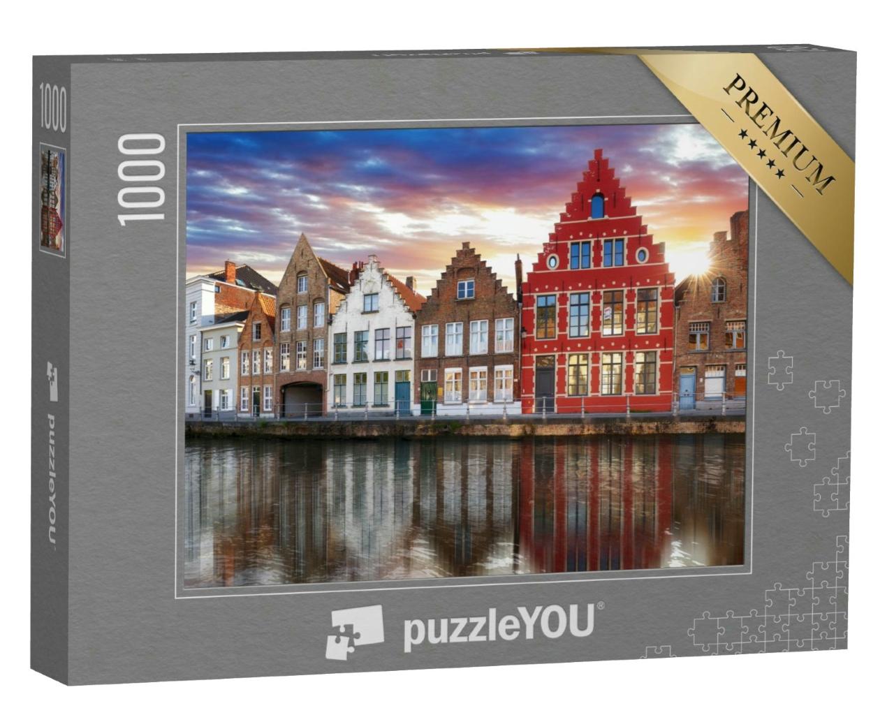 Puzzle 1000 Teile „Brügge - Kanäle von Brügge, Belgien, Abendansicht“