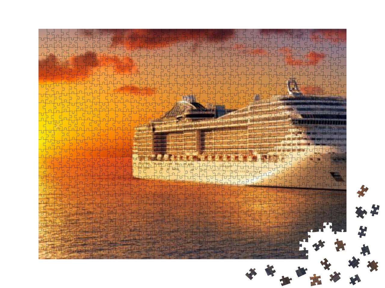 Puzzle 1000 Teile „Kreuzfahrt: bei Sonnenuntergang über den Ozean“
