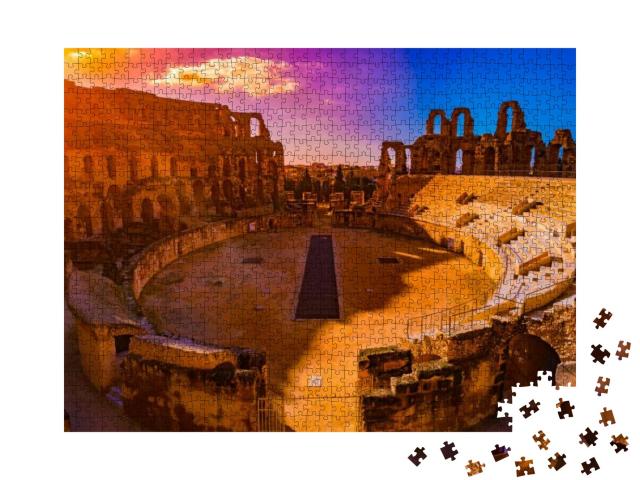 Puzzle 1000 Teile „Das Amphitheater von El Djem, sehenswerte römische Architektur, Tunesien“