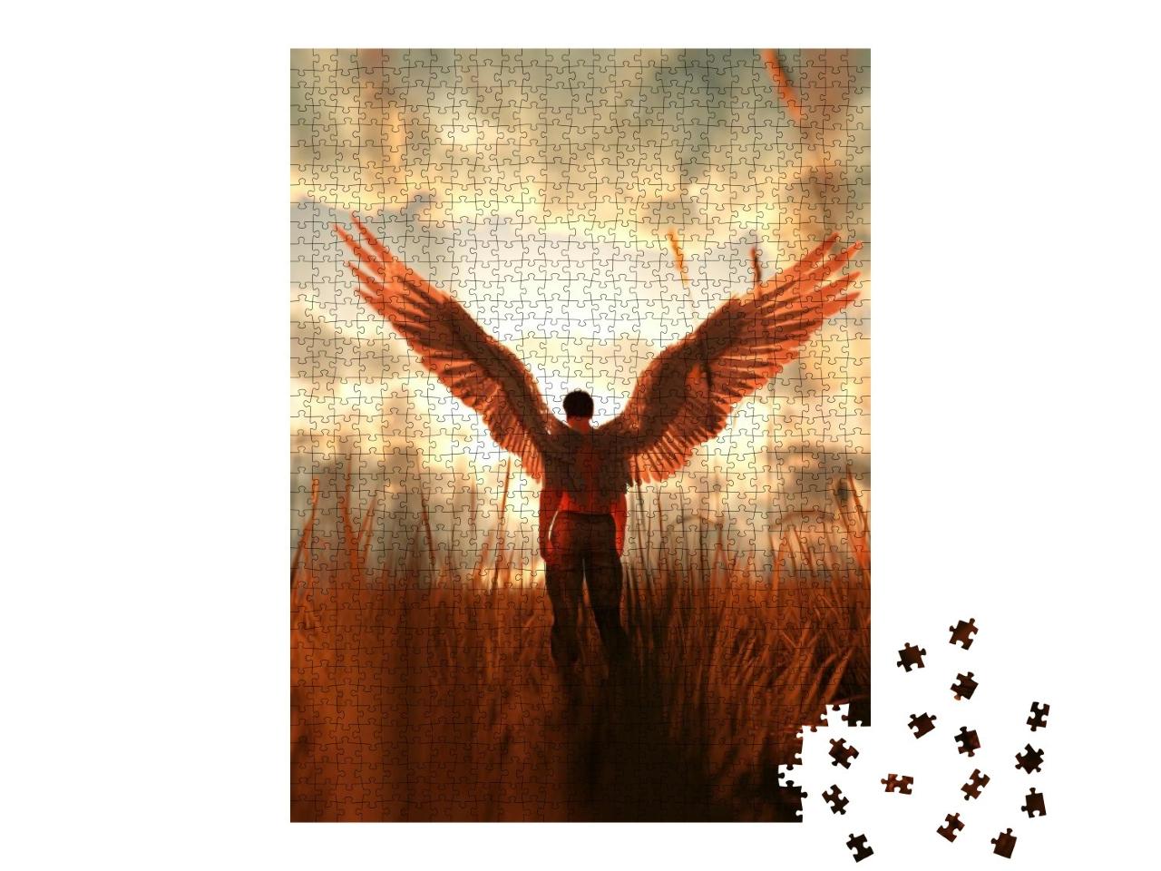 Puzzle 1000 Teile „Engel im Grasfeld “