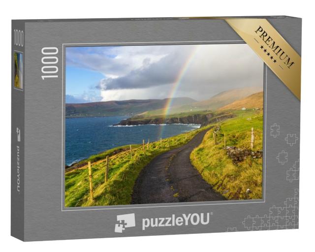 Puzzle 1000 Teile „Landschaft Irlands mit wunderschönem Regenbogen“