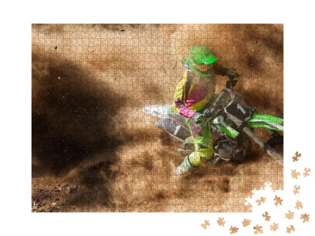 Puzzle 1000 Teile „Motocross-Fahrer beim Drift“