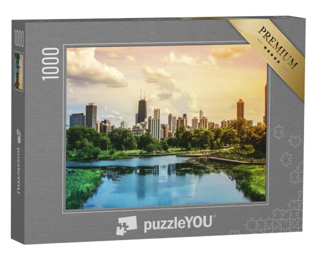 Puzzle 1000 Teile „Chicago Blick vom Lincoln Park auf Skyline und Stadt“