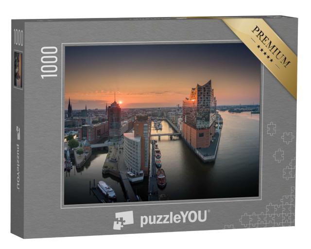 Puzzle 1000 Teile „Sonnenaufgang über Hamburg“