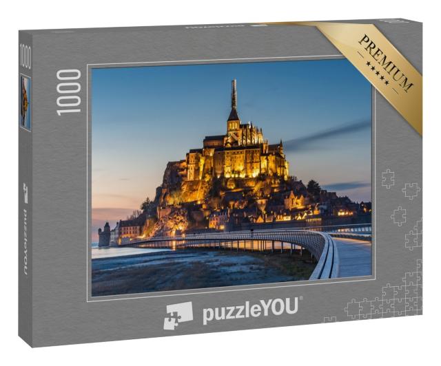 Puzzle 1000 Teile „Beleuchteter Mont Saint-Michel in der Dämmerung“