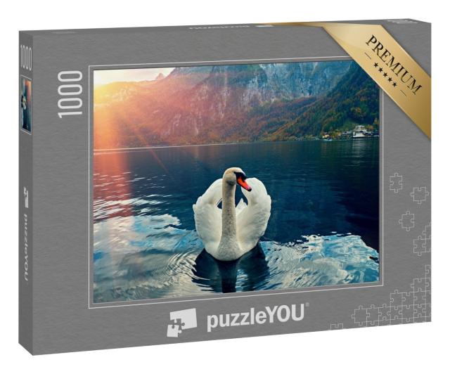 Puzzle 1000 Teile „Majestätischer Schwan im Hallstädter See, Österreich“