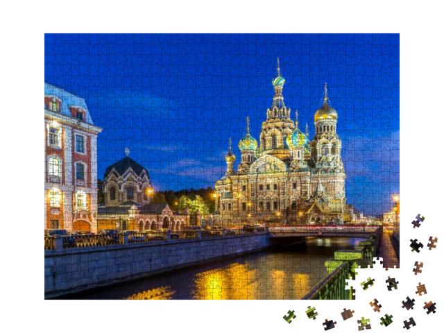 Puzzle 1000 Teile „Kirche des Erlösers auf vergossenem Blut, St. Petersburg, Russland“