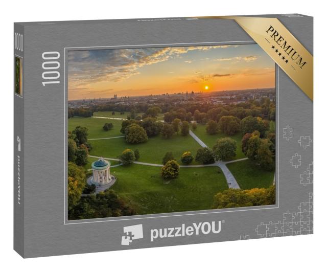 Puzzle 1000 Teile „Sonnenuntergang im Englischen Garten in München, Bayern“