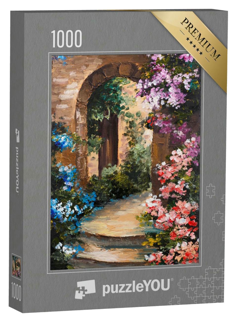 Puzzle 1000 Teile „Ölgemälde: Das Tor zum Garten“