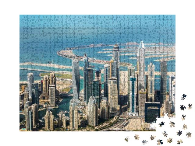 Puzzle 1000 Teile „Skyline von Dubai Marina und Palm Jumeirah, Vereinigte Arabische Emirate“