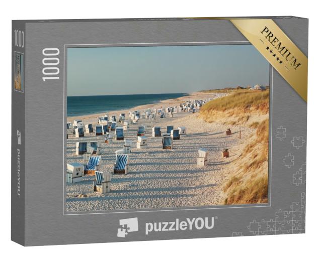 Puzzle 1000 Teile „Strand mit Strandkörben im Abendlicht bei Kampen auf Sylt“