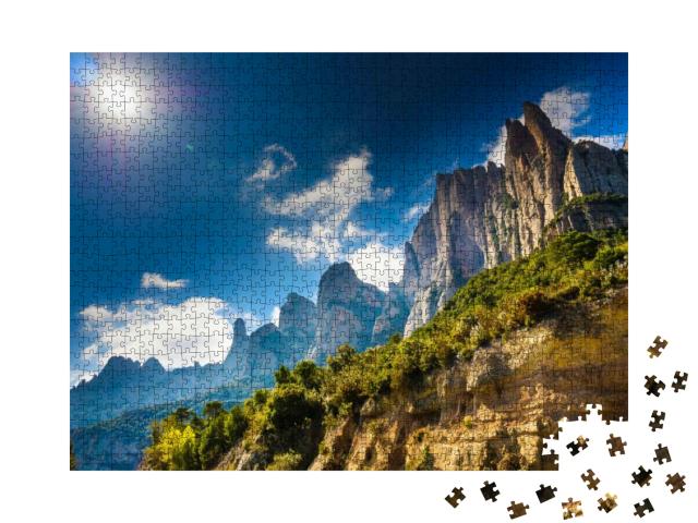 Puzzle 1000 Teile „Felsiger Berg von Montserrat in Katalonien, Spanien“