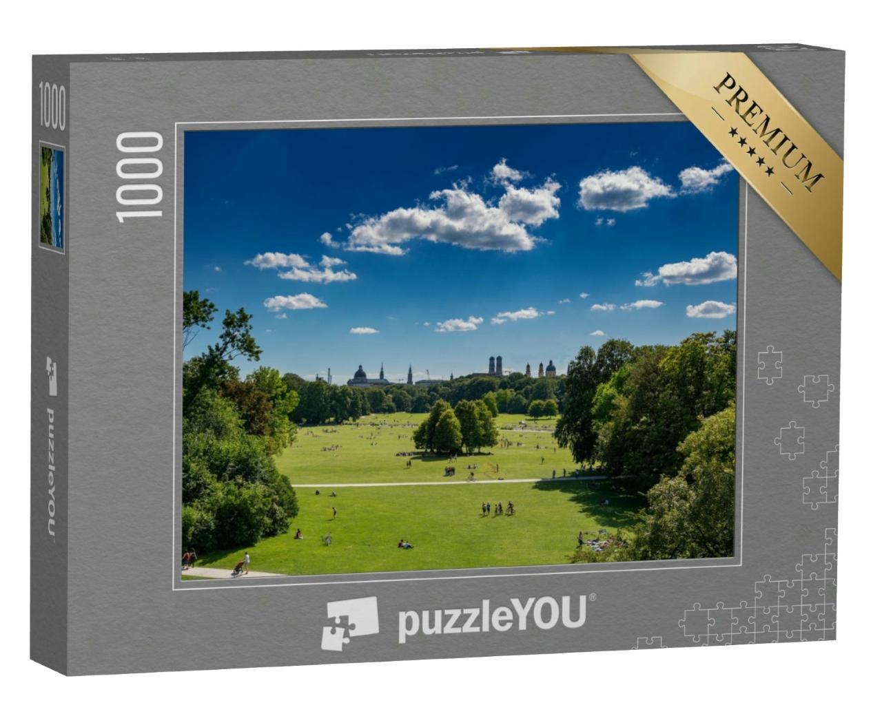 Puzzle 1000 Teile „Blick vom Bogen des Englischen Gartens in München“