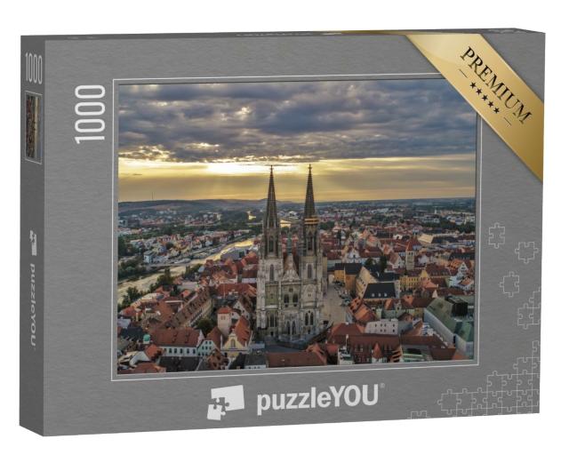 Puzzle 1000 Teile „Luftaufnahme über den Dächern von Regensburg“