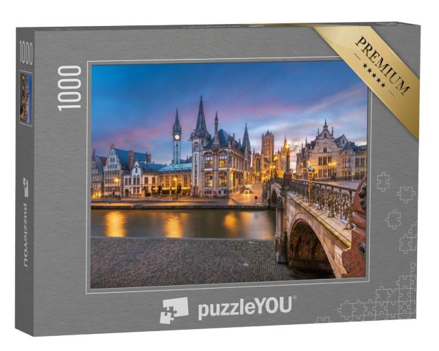 Puzzle 1000 Teile „Altstadt von Gent in der Morgendämmerung, Belgien“
