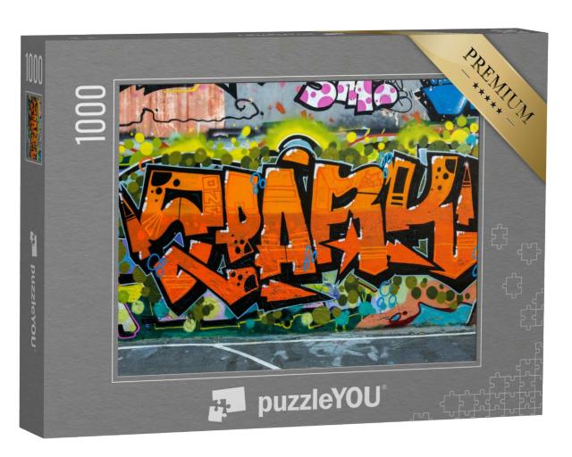 Puzzle 1000 Teile „Graffiti Street Art an einer kompletten Wand“