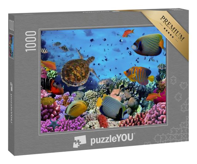 Puzzle 1000 Teile „Buntes Korallenriff mit Fischen und Meeresschildkröten“