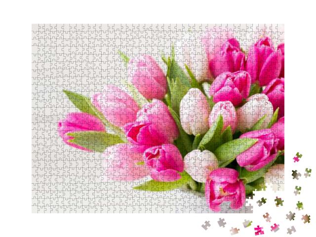 Puzzle 1000 Teile „Rosa Tulpen an Ostern“