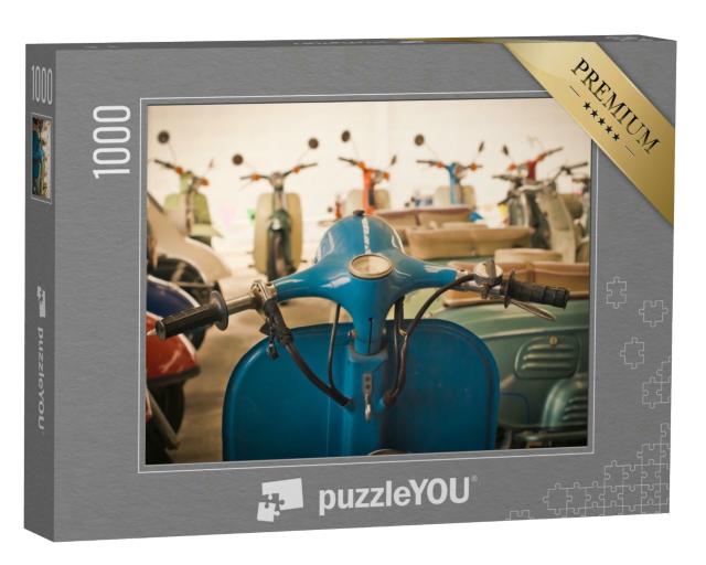 Puzzle 1000 Teile „Klassische Mopeds in unterschiedlichen Farben“