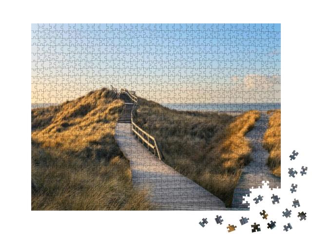 Puzzle 1000 Teile „Holzsteg durch die Dünen zum Strand von Norddorf, Amrum“