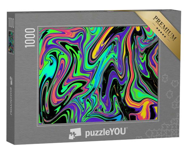Puzzle 1000 Teile „Bunte Wirbel, abstrakt in Acryl“
