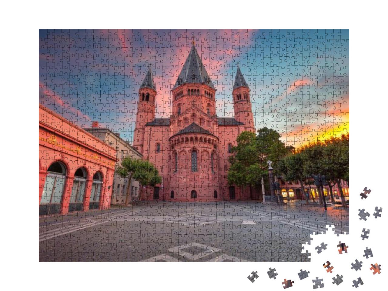 Puzzle 1000 Teile „Stadtbild von Mainz mit Innenstadt und Dom“