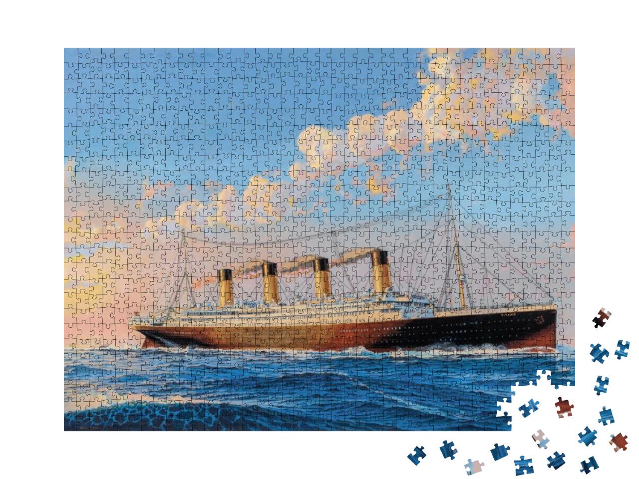 Puzzle 1000 Teile „Titanic Sonnenaufgang am Morgen des 11. April 1912“