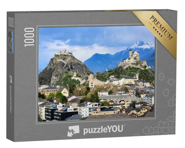 Puzzle 1000 Teile „Die historische Stadt Sion mit ihren zwei Schlössern“