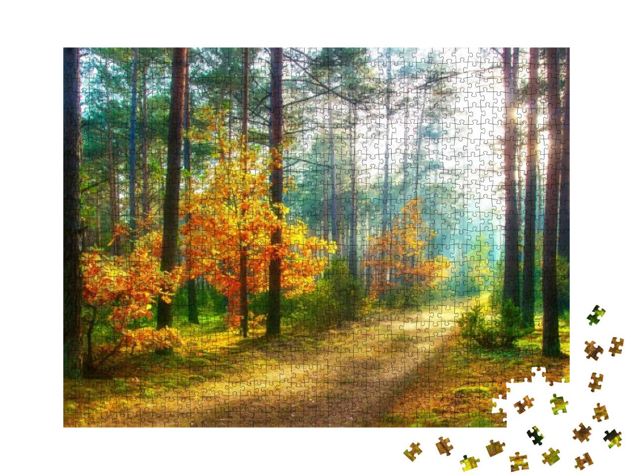 Puzzle 1000 Teile „Waldlandschaft im Herbst“