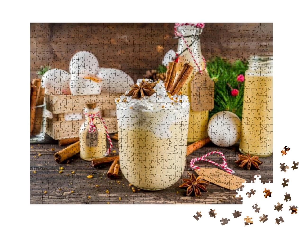 Puzzle 1000 Teile „Weihnachtscocktail Bombardino Livigno mit Eierlikör und Rum“