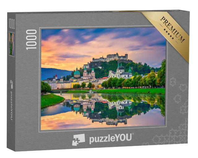 Puzzle 1000 Teile „ Sonnenaufgang über der Skyline von Salzburg, Österreich“