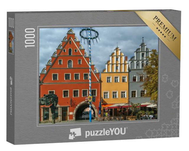 Puzzle 1000 Teile „Bunte historische Häuser: Hauptplatz von Weiden, Oberpfalz, Deutschland“